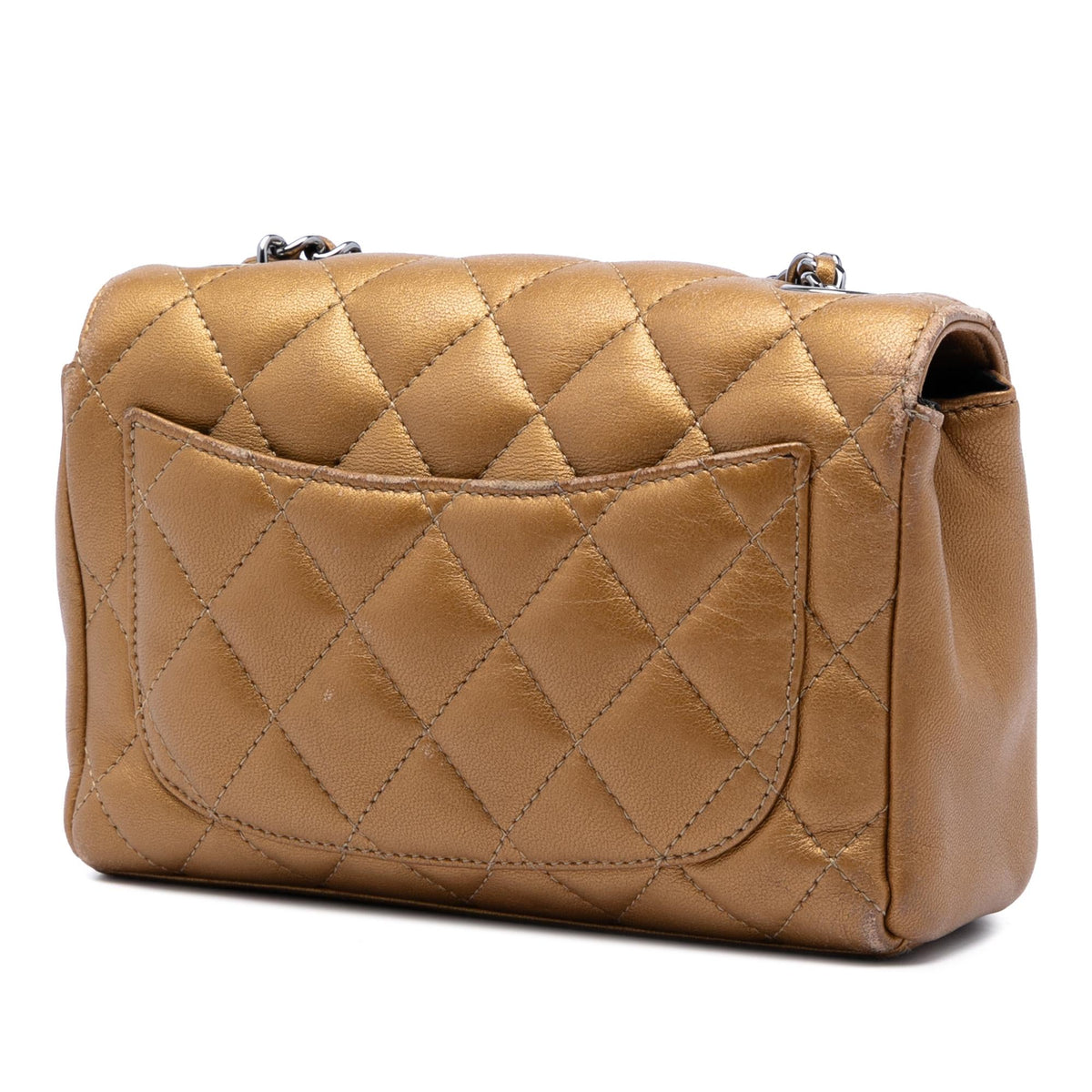 Chanel Limited Edition Mini Quilted Metallic Lambskin CC Chain Fringe Full Flap