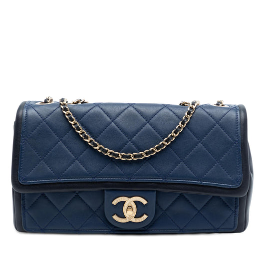 Chanel Medium Bicolor Calfskin Graphic Flap