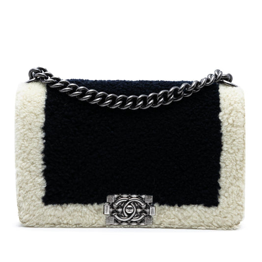 Chanel Medium Bicolor Shearling Boy Flap