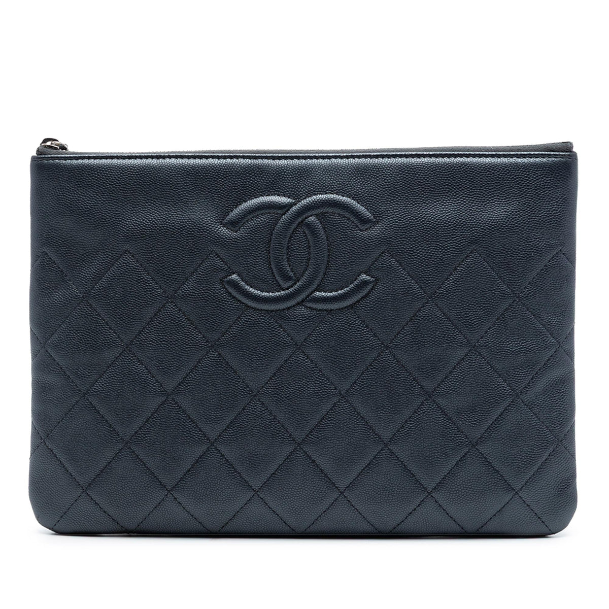 Chanel Medium CC Quilted Caviar O Case Clutch