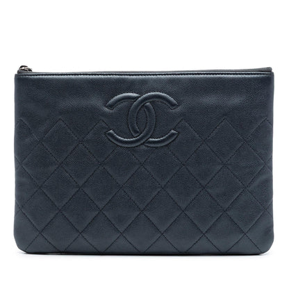 Chanel Medium CC Quilted Caviar O Case Clutch