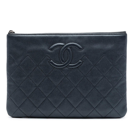 Chanel Medium CC Quilted Caviar O Case Clutch