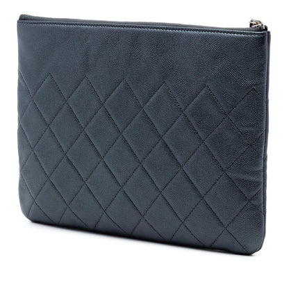 Chanel Medium CC Quilted Caviar O Case Clutch