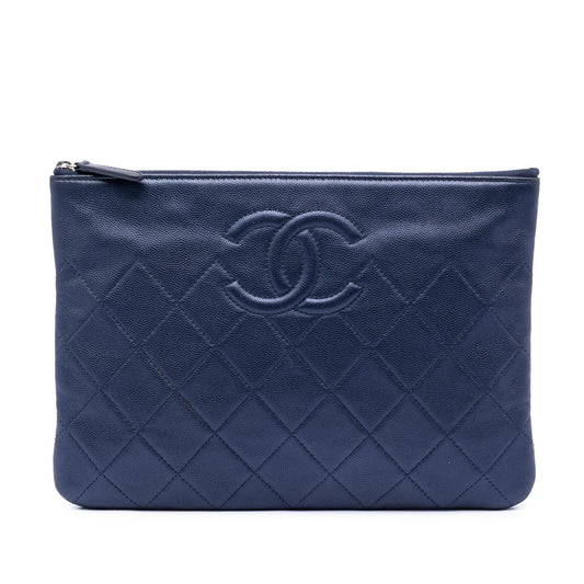 Chanel Medium CC Quilted Caviar O Case Clutch