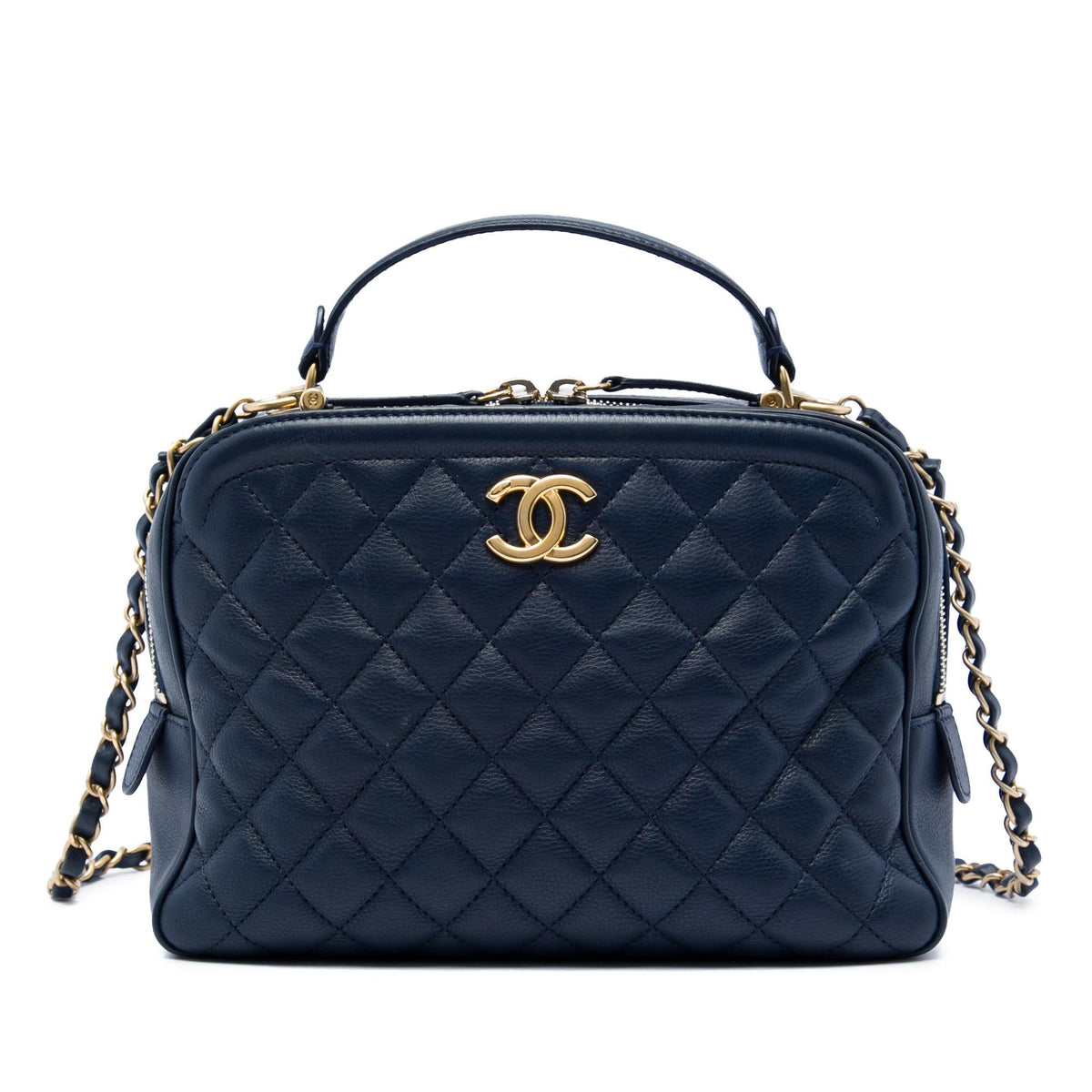 Chanel Medium CC Quilted Lambskin Top Handle Vanity Case with Chain