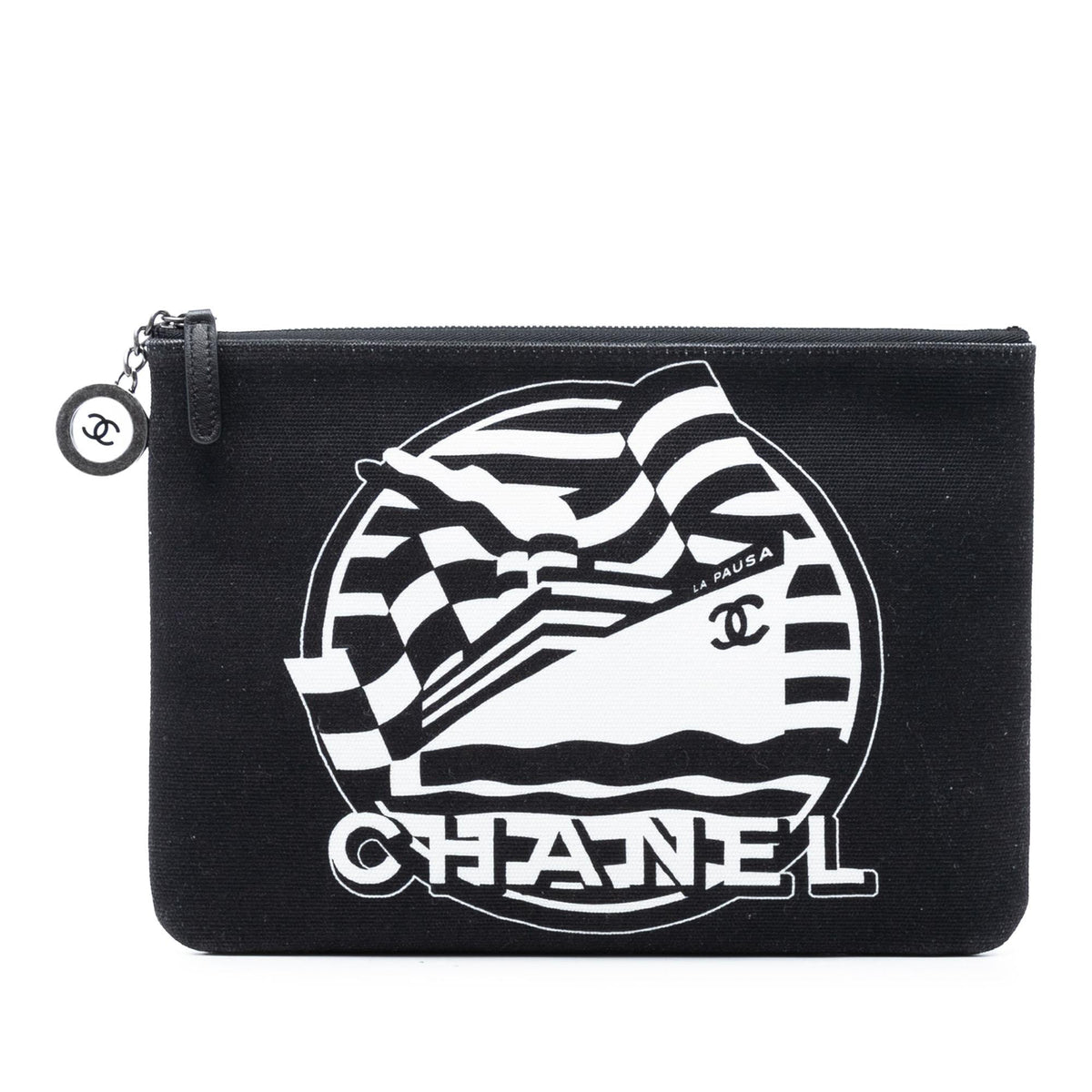 Chanel Medium Canvas La Pausa Zip O Case Clutch