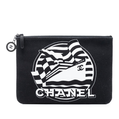 Chanel Medium Canvas La Pausa Zip O Case Clutch