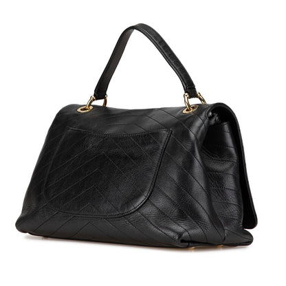 Chanel Medium Chevron Calfskin Elaphe Stitched Chic Top Handle Flap