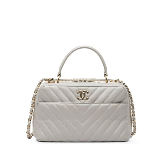 Chanel Medium Chevron Lambskin Trendy CC Bowling Bag