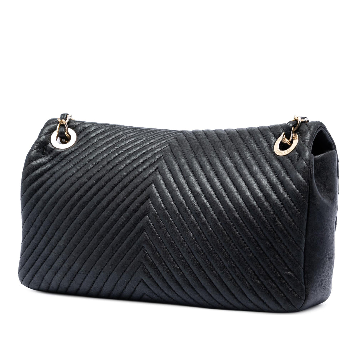 Chanel Medium Chevron Wrinkled Calfskin Medallion Charm Flap