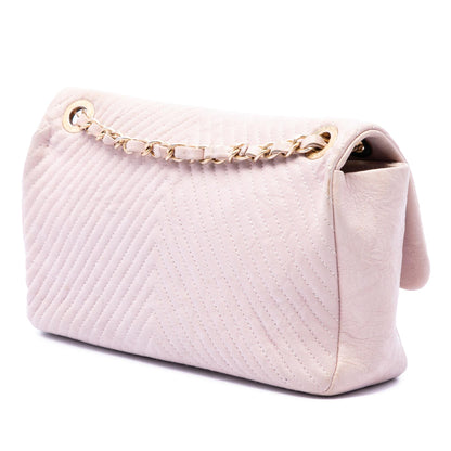 Chanel Medium Chevron Wrinkled Calfskin Medallion Charm Flap
