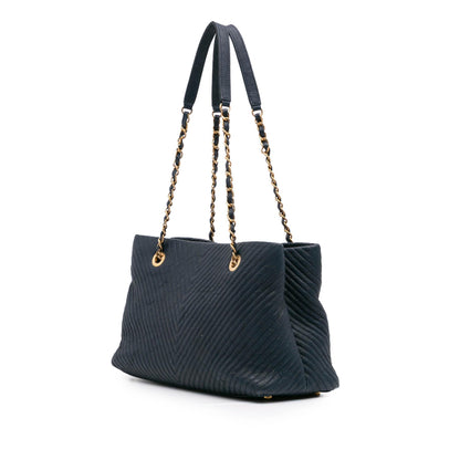 Chanel Medium Chevron Wrinkled Calfskin Medallion Charm Tote