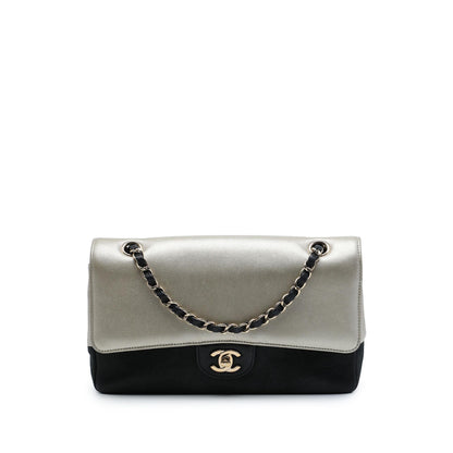 Chanel Medium Classic Bicolor Caviar and Iridescent Calfskin Double Flap