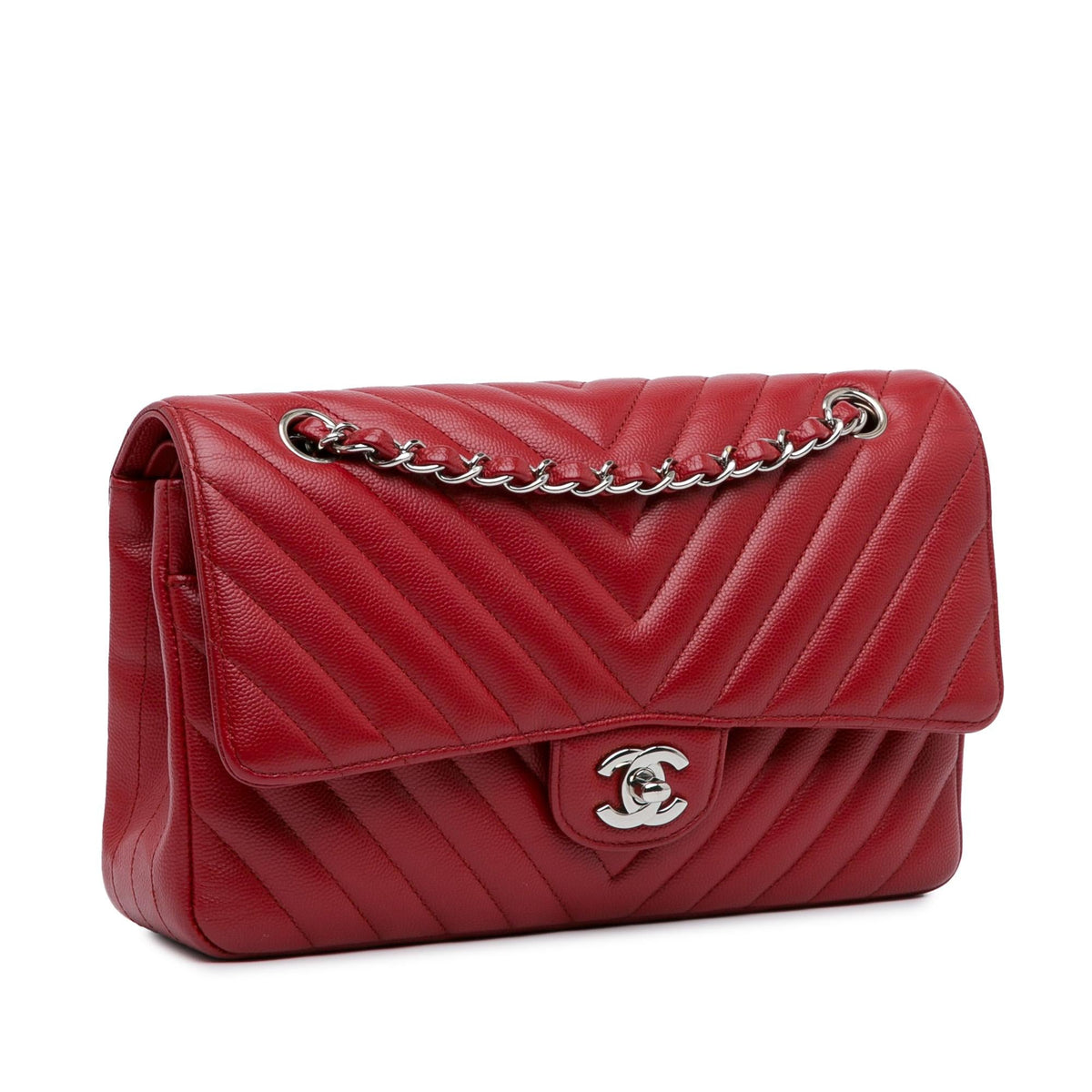 Chanel Medium Classic Chevron Caviar Double Flap