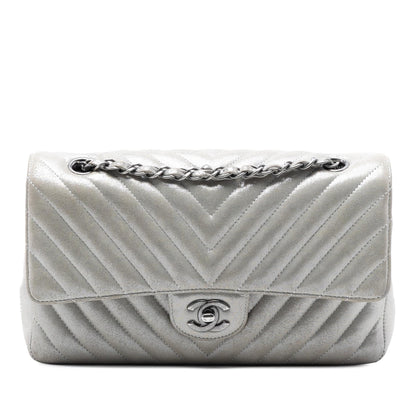 Chanel Medium Classic Chevron Iridescent Lambskin Double Flap