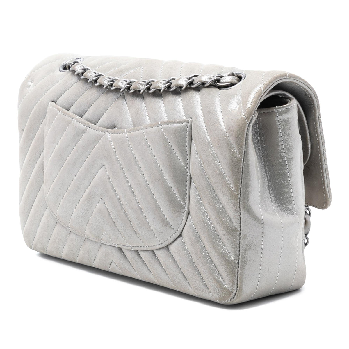 Chanel Medium Classic Chevron Iridescent Lambskin Double Flap