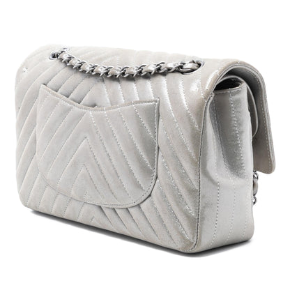 Chanel Medium Classic Chevron Iridescent Lambskin Double Flap