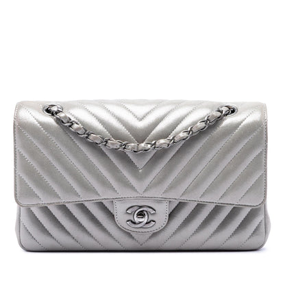 Chanel Medium Classic Chevron Iridescent Lambskin Double Flap