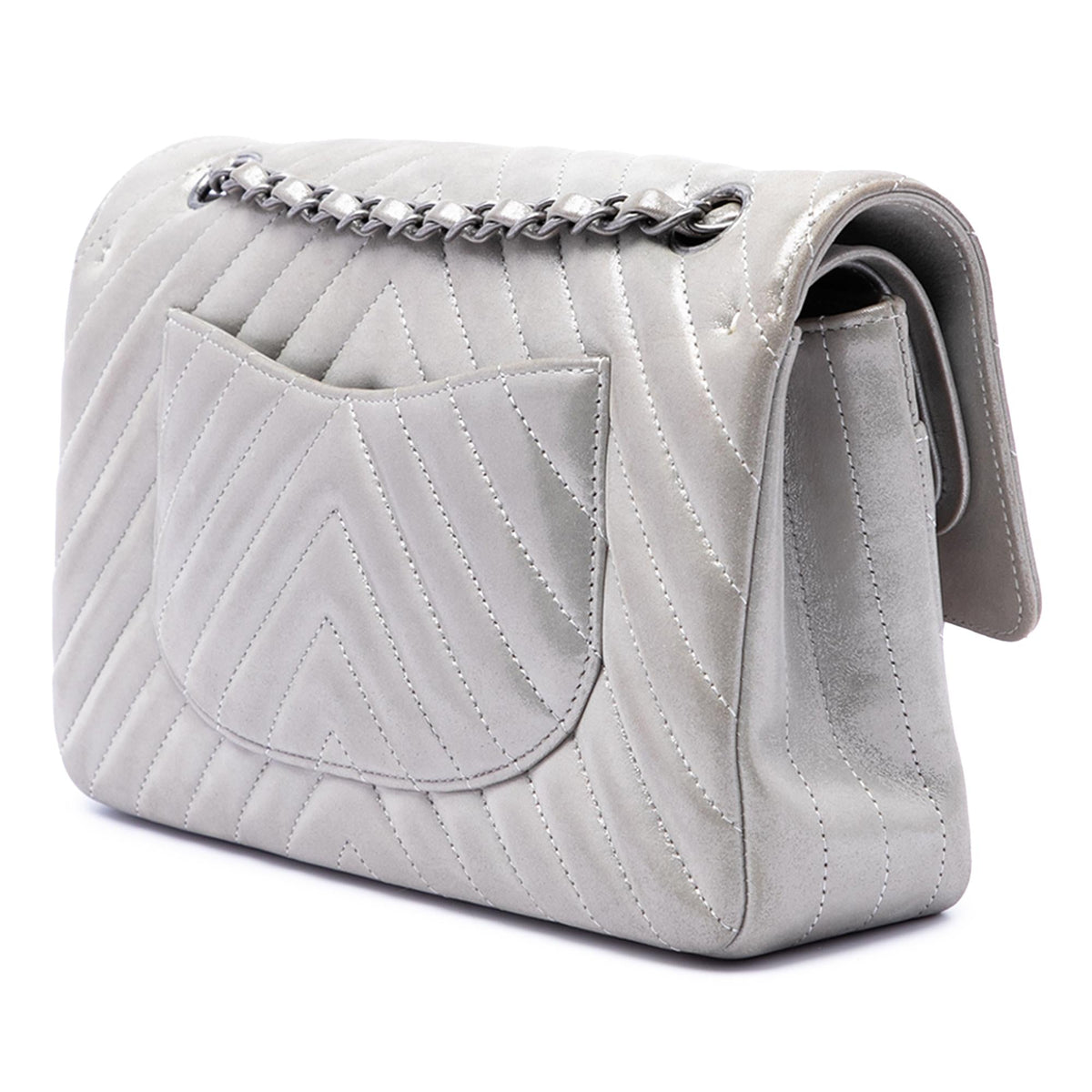 Chanel Medium Classic Chevron Iridescent Lambskin Double Flap
