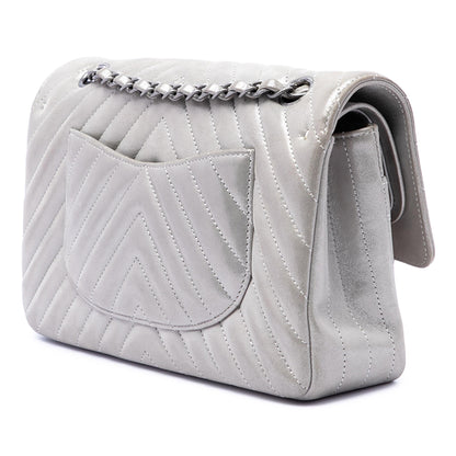 Chanel Medium Classic Chevron Iridescent Lambskin Double Flap