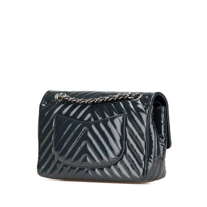 Chanel Medium Classic Chevron Patent Double Flap