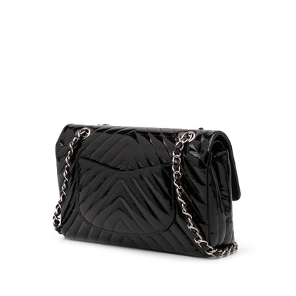 Chanel Medium Classic Chevron Patent Double Flap