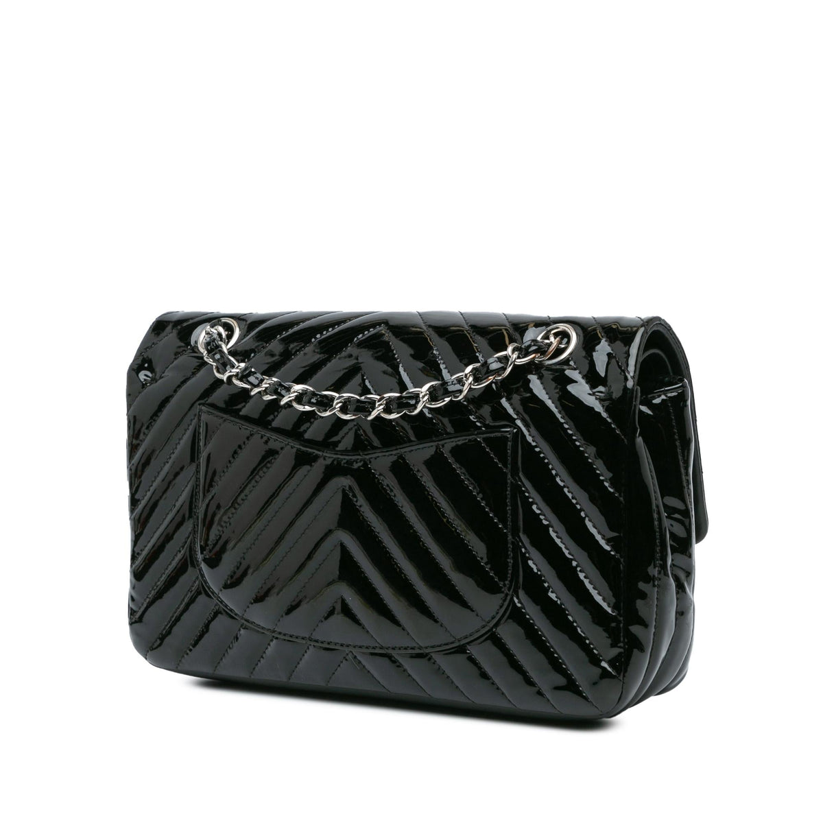 Chanel Medium Classic Chevron Patent Double Flap