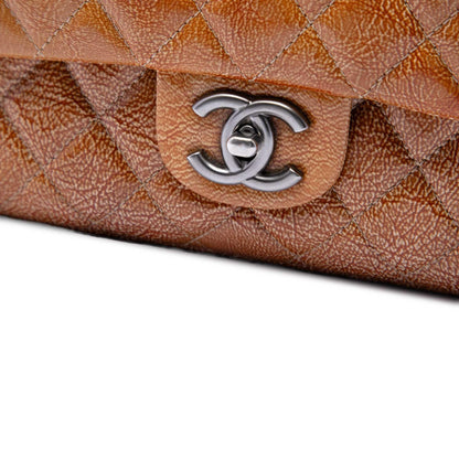 Chanel Medium Classic Crinkled Patent Double Flap