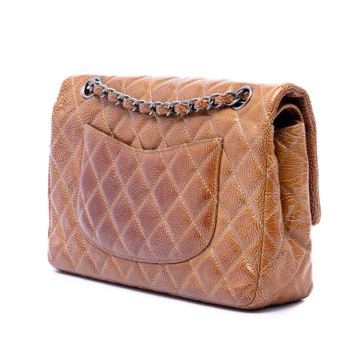 Chanel Medium Classic Crinkled Patent Double Flap