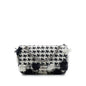 Chanel Medium Classic Embroidered Canvas Houndstooth Pom Pom Flap