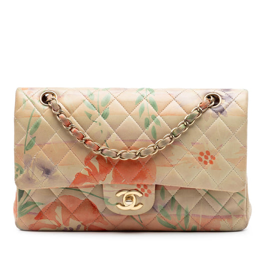 Chanel Medium Classic Lambskin Floral Double Flap