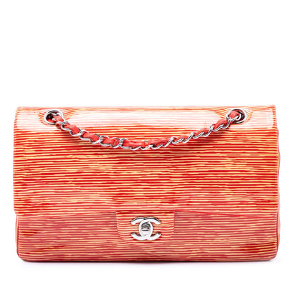 Chanel Medium Classic Patent Striped Double Flap