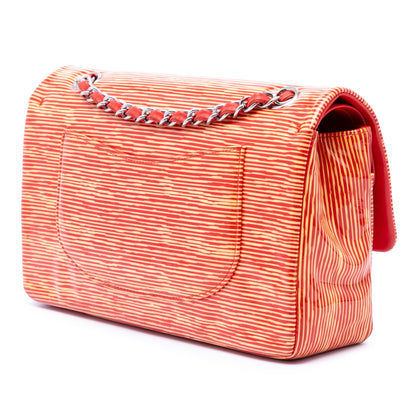 Chanel Medium Classic Patent Striped Double Flap