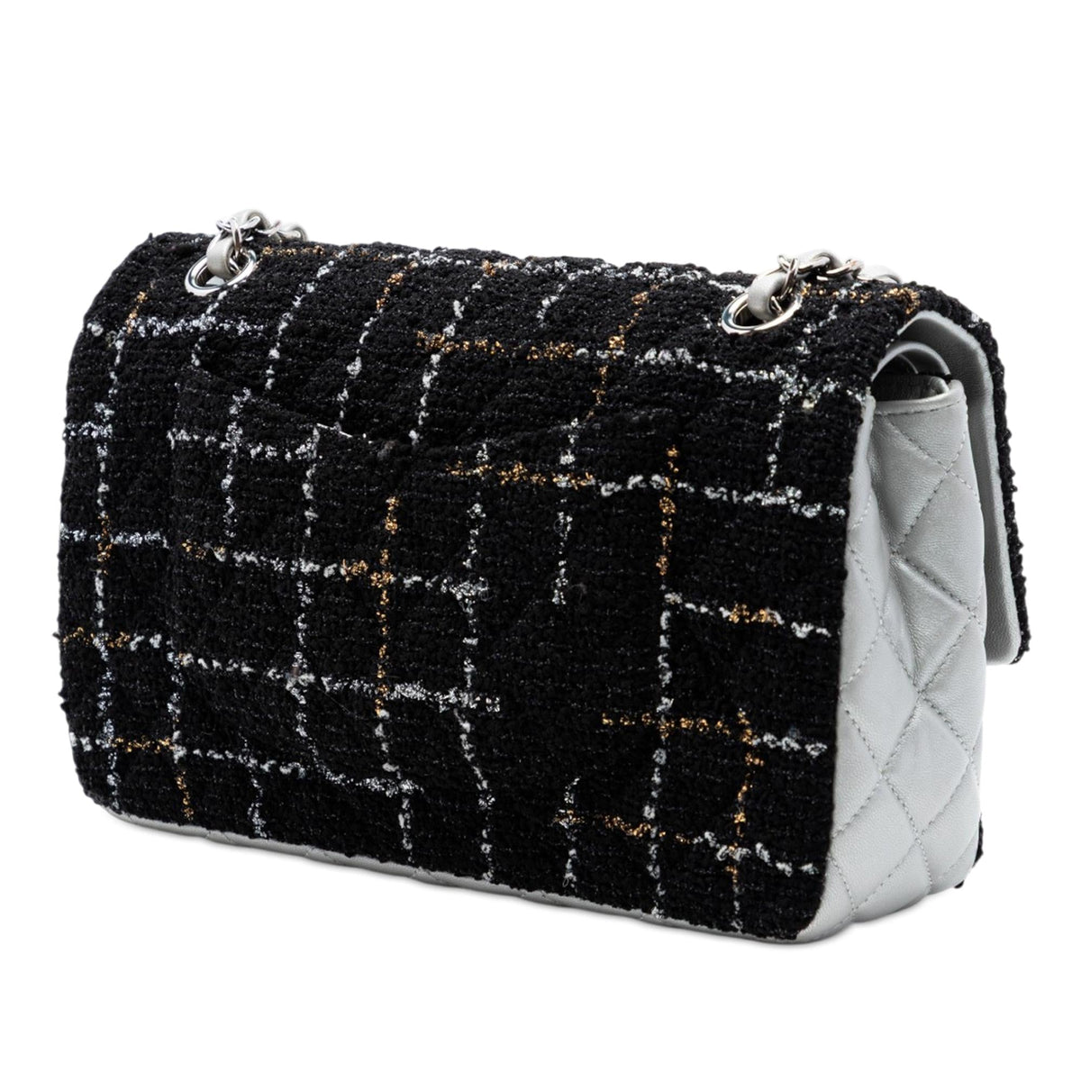Chanel Medium Classic Quilted Tweed and Metallic Lambskin Double Flap