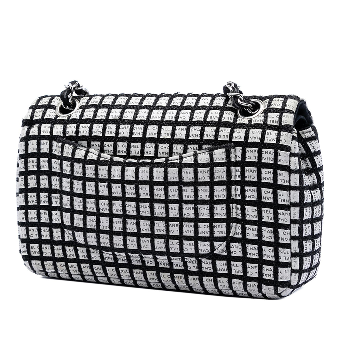 Chanel Medium Classic Ribbon and Tweed Logo Double Flap