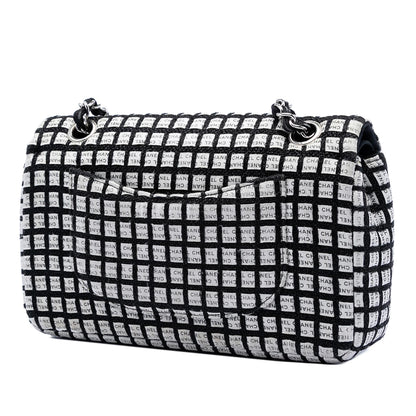 Chanel Medium Classic Ribbon and Tweed Logo Double Flap