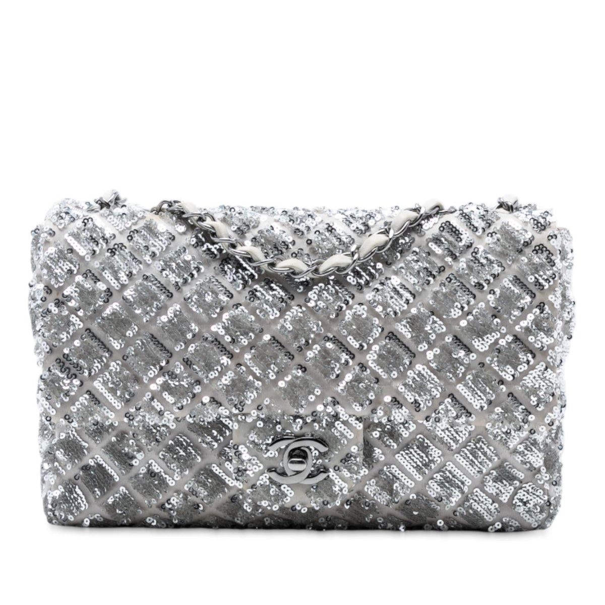 Chanel Medium Classic Satin and Sequin Single Flap