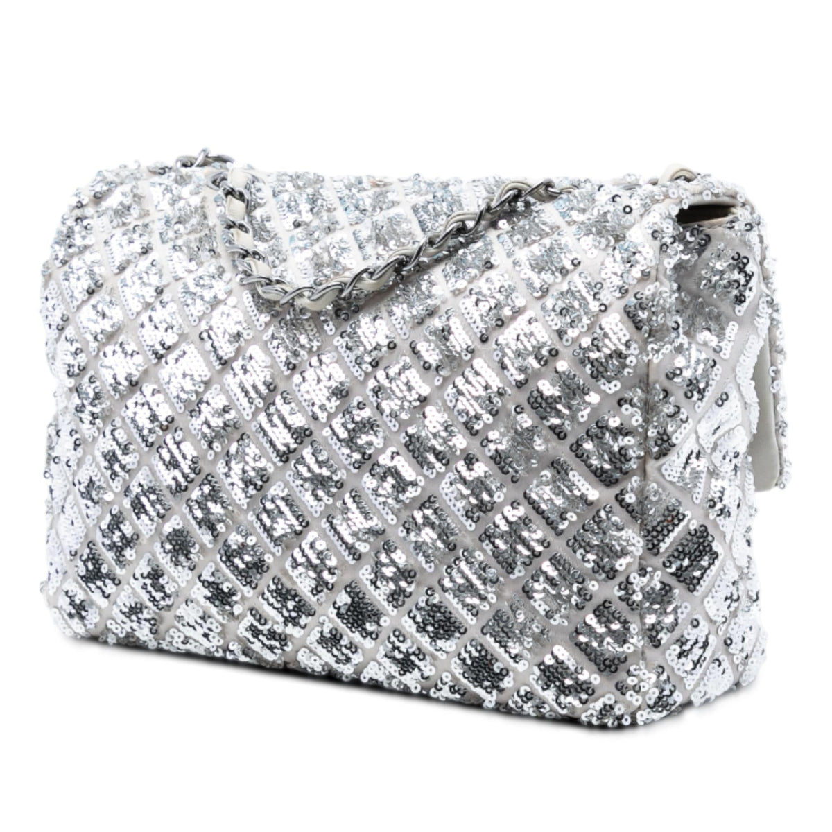 Chanel Medium Classic Satin and Sequin Single Flap