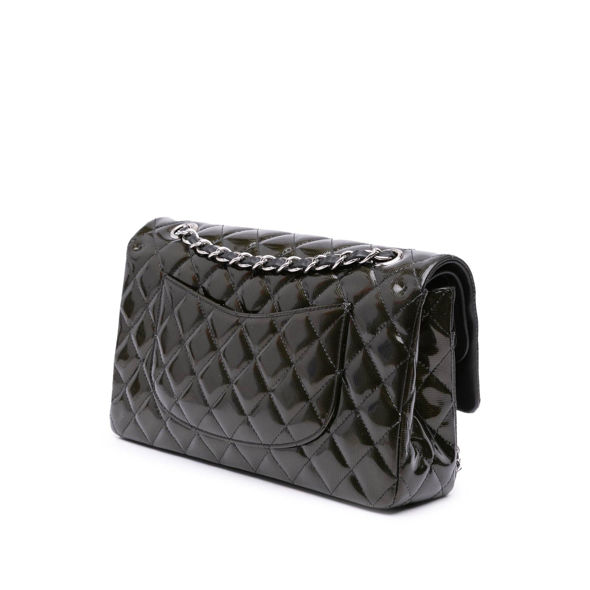 Chanel Medium Classic Striped Patent Double Flap