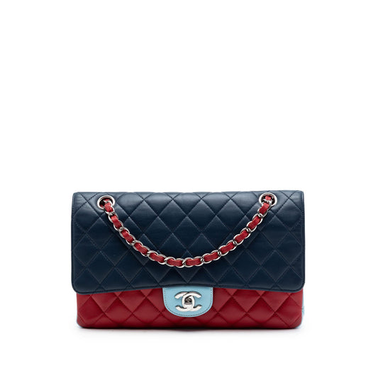 Chanel Medium Classic Tricolor Lambskin Double Flap