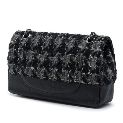 Chanel Medium Classic Tweed and Caviar Double Flap