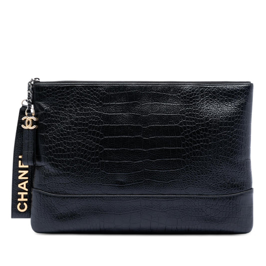 Chanel Medium Croc Embossed Calfskin Gabrielle Cosmetic Case