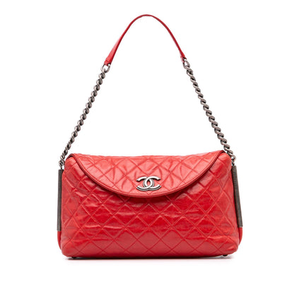 Chanel Medium Glazed Calfskin Stitch It Fold Over Flap
