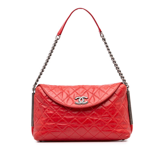 Chanel Medium Glazed Calfskin Stitch It Fold Over Flap