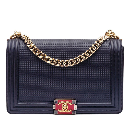 Chanel Medium Lambskin Embossed Cube Boy Flap