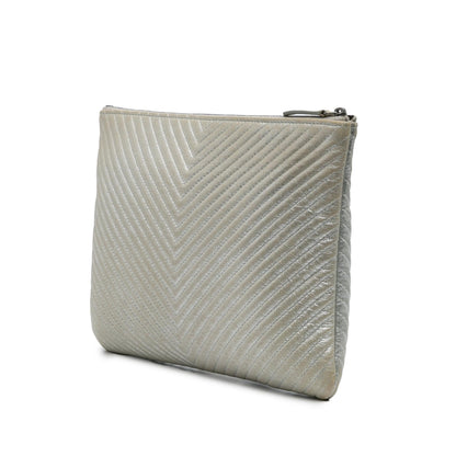 Chanel Medium Metallic Chevron Calfskin O Case Clutch