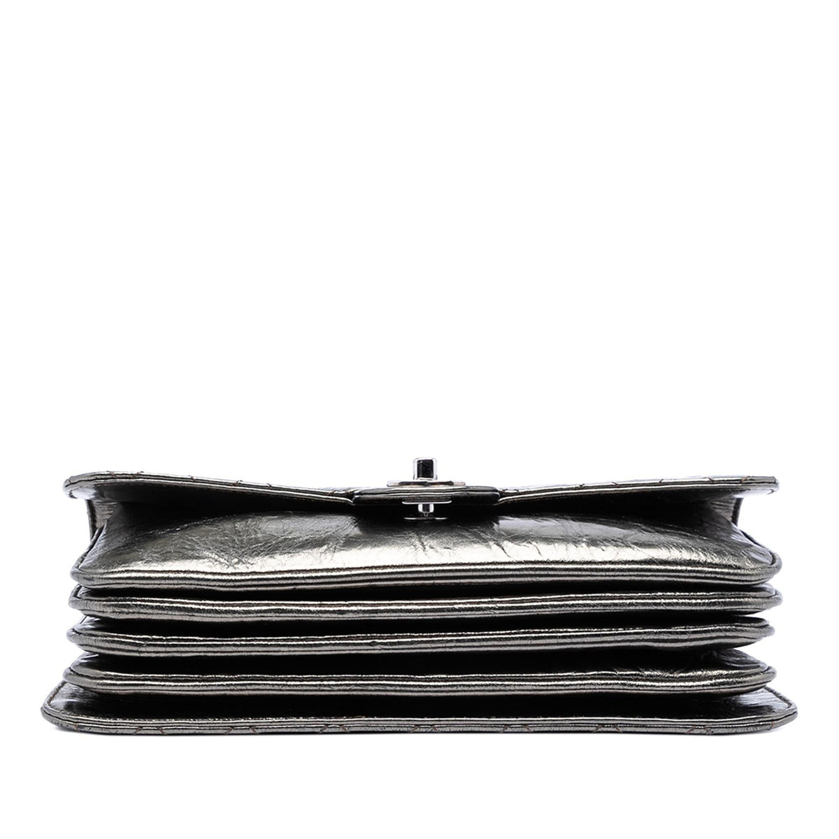 Chanel Medium Metallic Crackled Calfskin Clams Pocket Flap