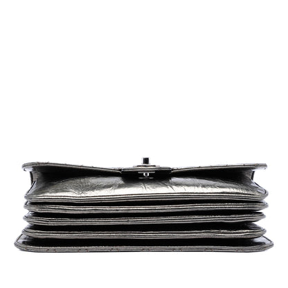 Chanel Medium Metallic Crackled Calfskin Clams Pocket Flap