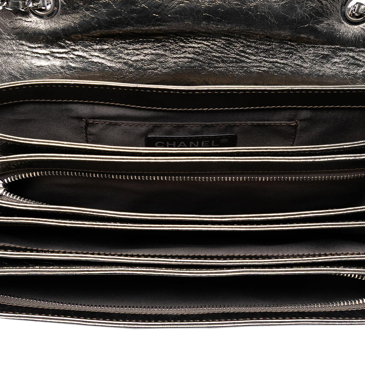 Chanel Medium Metallic Crackled Calfskin Clams Pocket Flap