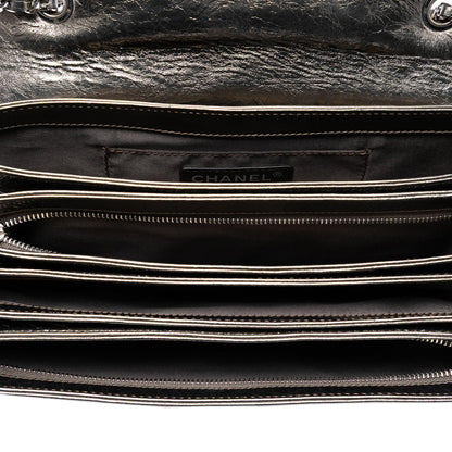 Chanel Medium Metallic Crackled Calfskin Clams Pocket Flap